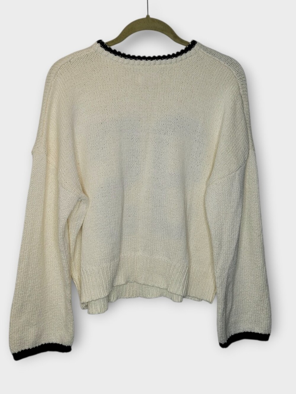 Anthropologie Porridge 95 Varsity Sweater L Cream Preppy - Picture 5 of 7